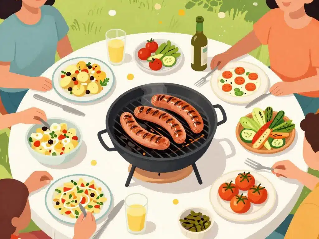 variété d’accompagnements classiques pour saucisse barbecue