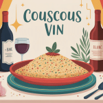Illustration couscous et vin méditerranéen