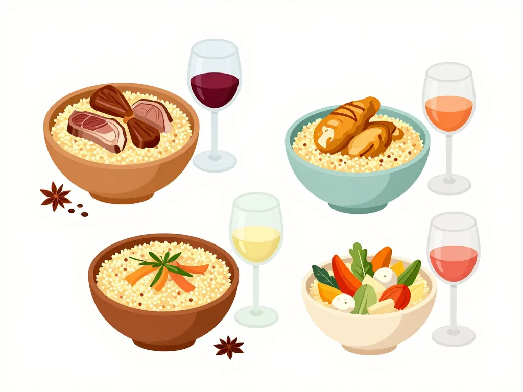 Accord mets et vin avec couscous varié