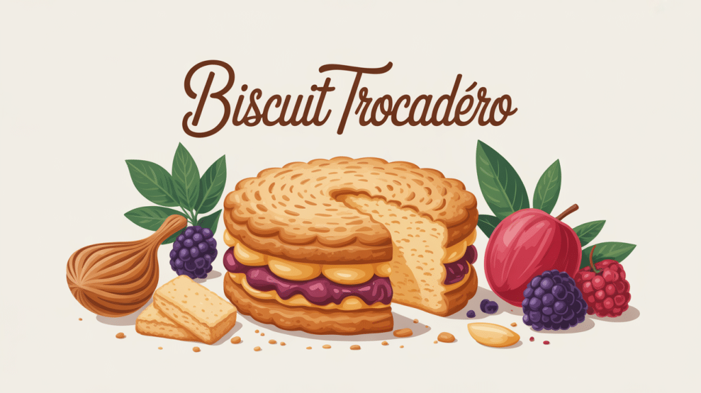 illustration biscuit trocadero avec ingrédients amande en pâtisserie