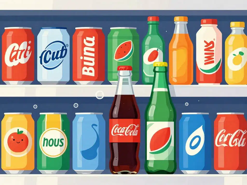 boissons gazeuses marques grandes marques sur rayons