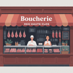 illustration boucherie des hauts clos vitrine ambiance chaleureuse