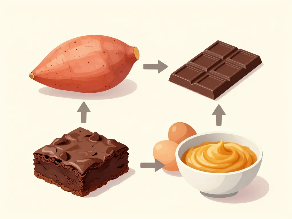 ingrédients clés brownie patate douce chocolat