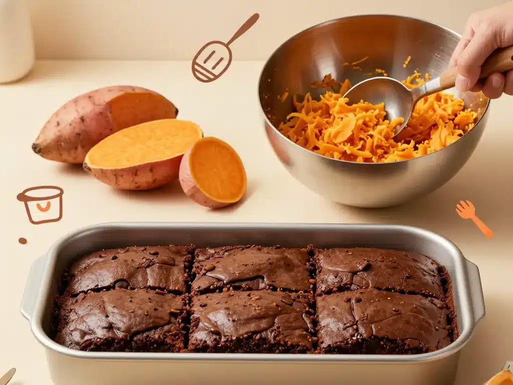 préparation brownie patate douce fondant cuisine