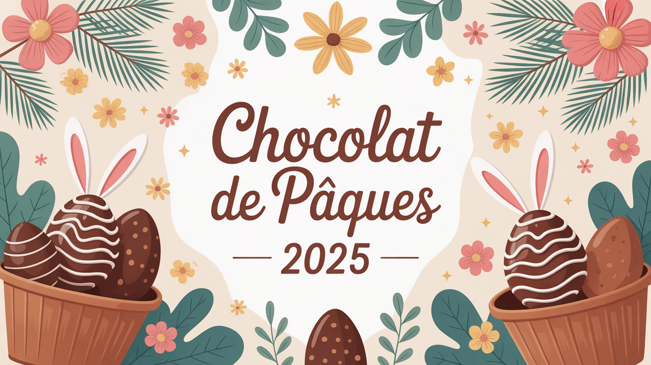 illustration chocolat de pâques 2025 œufs lapin printemps