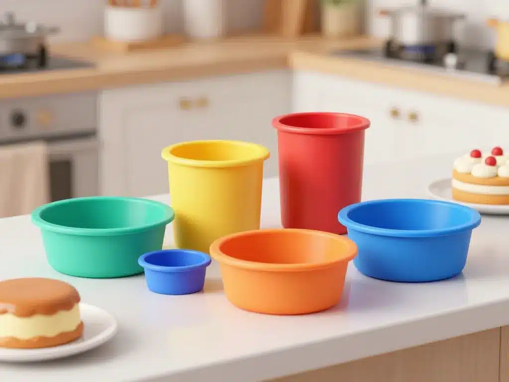 différents moules silicone rond sur ilot de cuisine