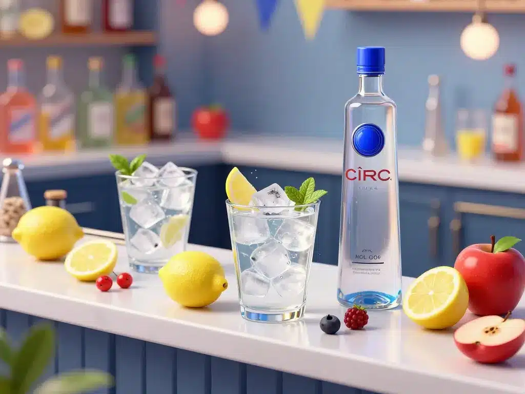 Ciroc vodka verres cocktails glace et fruits