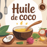 cuisiner l huile de coco en cuisine avec ustensiles et plats variés