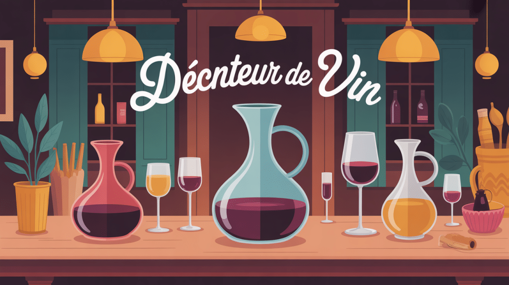 illustration decanteur de vin sur table conviviale