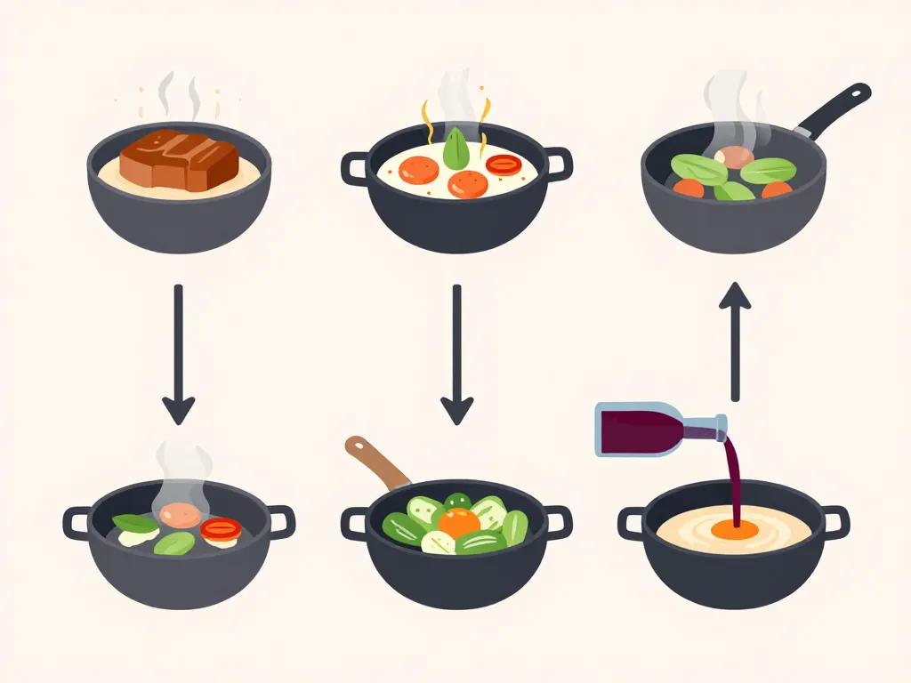 étapes de cuisson boeuf braisé aux carottes en cocotte