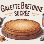 galette bretonne sucrée dorée avec beurre demi-sel et caramel