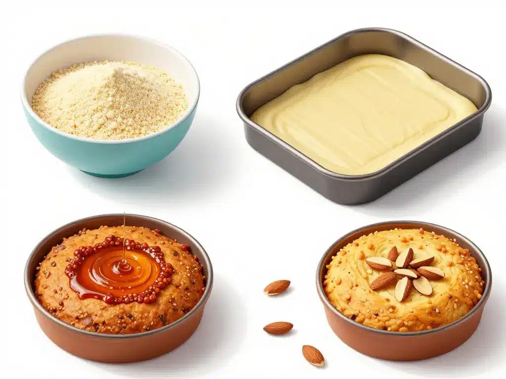 preparation gateau harissa étapes semoule sirop amandes cuisine