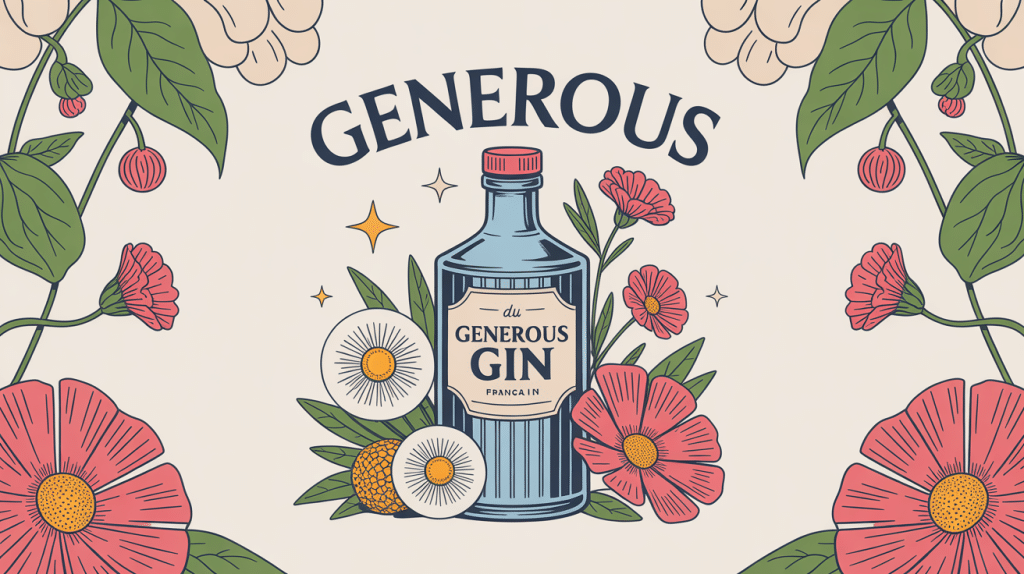 généreuse bouteille generous gin entourée d'agrumes et fleurs