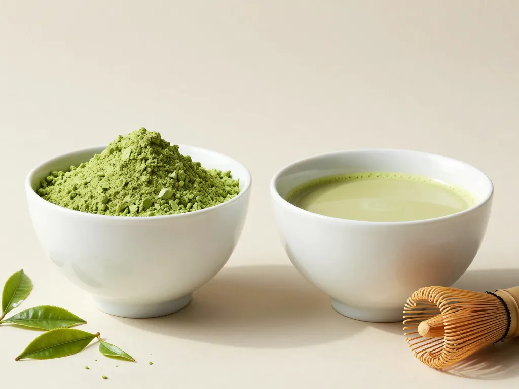 Meilleur matcha bol vert vif vs terne scène produit