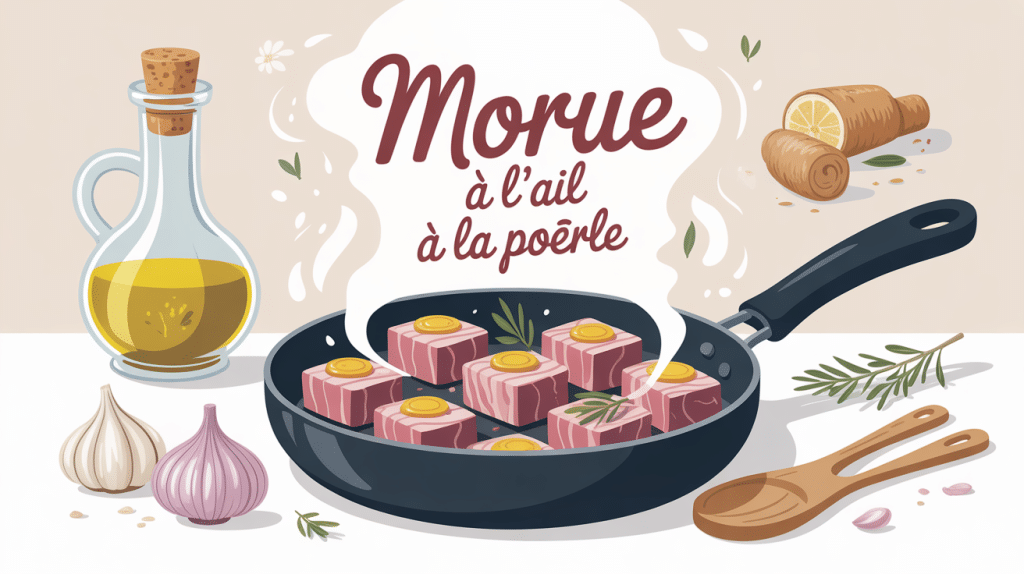 morue à l'ail à la poêle illustrée en cuisine conviviale