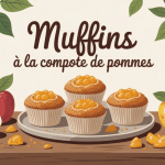 muffins a la compote de pommes dorés sur table rustique