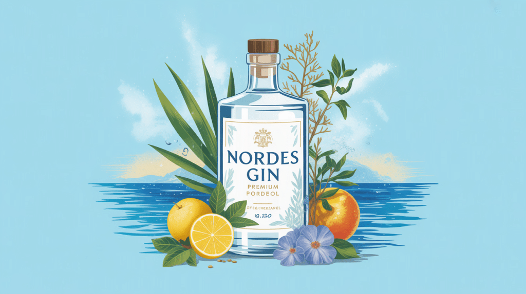 Nordes gin bouteille blanche plantes botaniques Galice