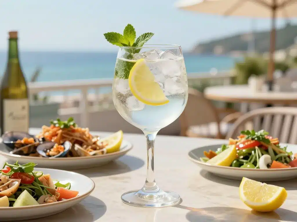 Nordes gin dégustation verres cocktails fruits de mer