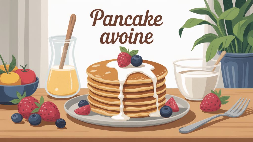 pancake avoine moelleux avec fruits et lait