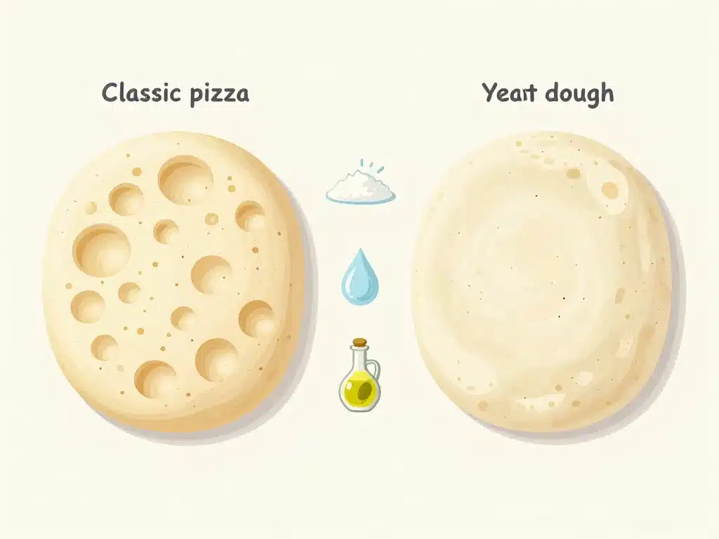 schema visuel pate a pizza sans levure vs classique