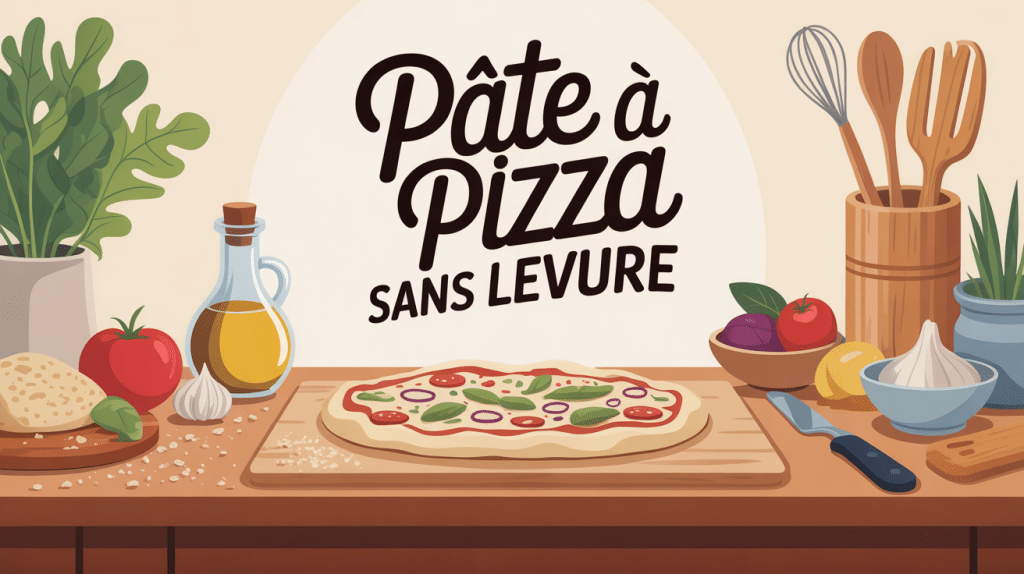 illustration pate a pizza sans levure sur plan de travail