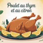 Poulet au thym et au citron doré présentation méditerranéenne