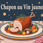 quel légumes avec chapon au vin jaune plat sur assiette