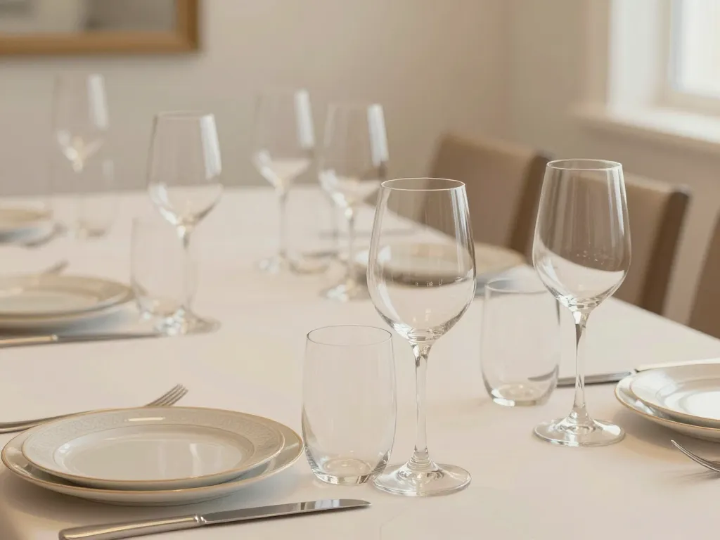 Disposition de verres à vin et à eau sur une table