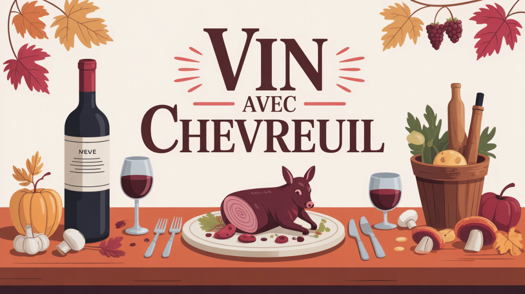 Illustration centrale quel vin avec chevreuil sur table automnale