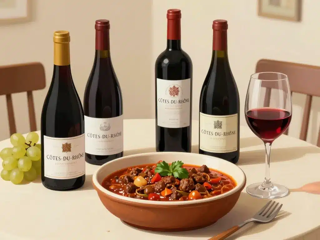 accord vin rouge et chili con carne bouteilles et plat