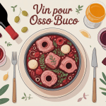 illustration osso buco et vins italien table conviviale