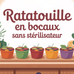 Bocaux de ratatouille en bocaux sans stérilisateur sur étagère
