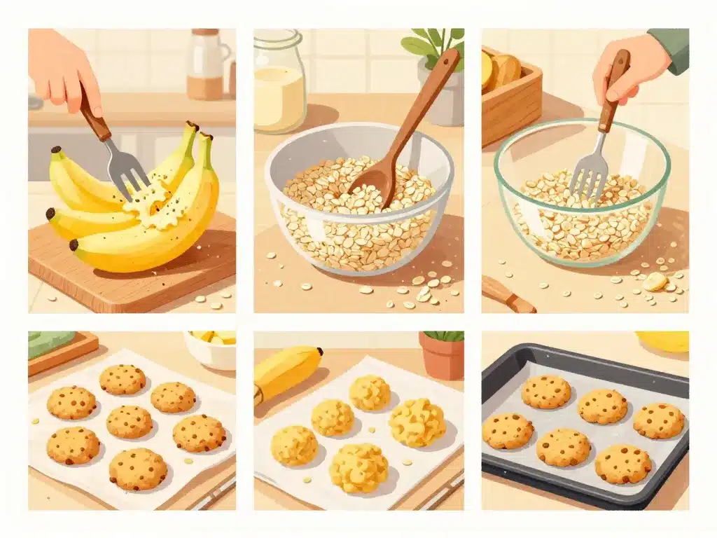 recette cookie flocons d'avoine banane préparation étapes visuelles