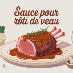 illustration sauce dorée pour rôti de veau, ambiance chaleureuse
