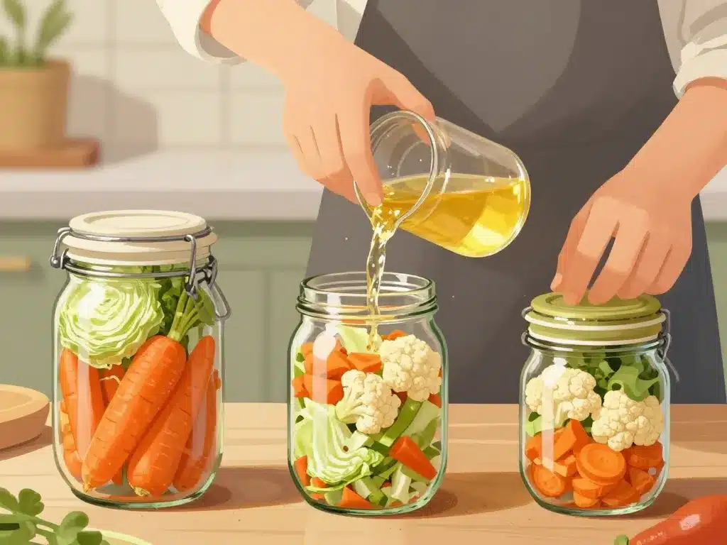 Préparation étape par étape recette legume lacto fermenté