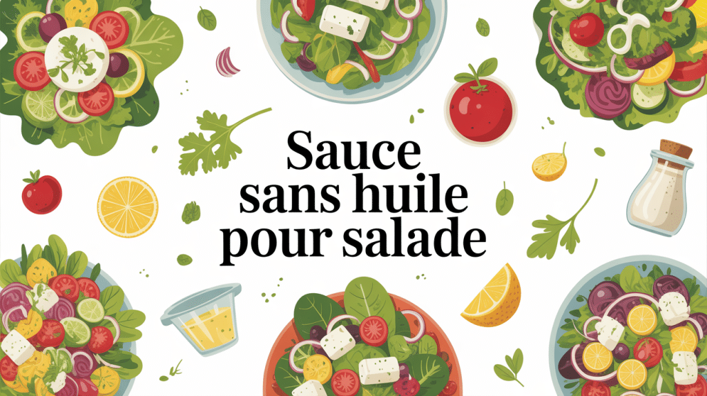 sauce sans huile pour salade avec salades et ingrédients naturels