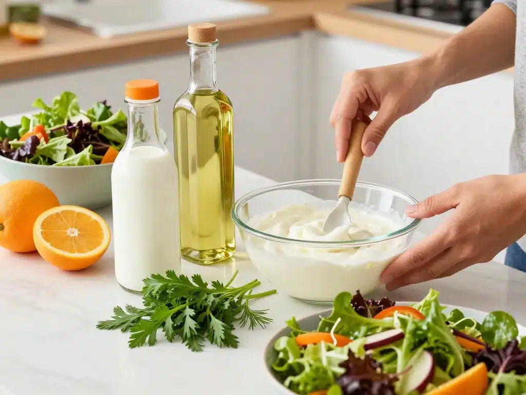 sauce sans huile pour salade préparation rapide sur plan de travail