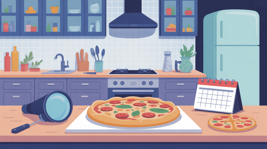 pate a pizza périmée vérifiée sur un plan de travail moderne