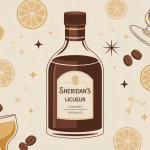 sheridan's liqueur flacon iconique crème café en ambiance festive