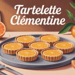 tartelette clementine sur table moderne avec clémentines et ustensiles