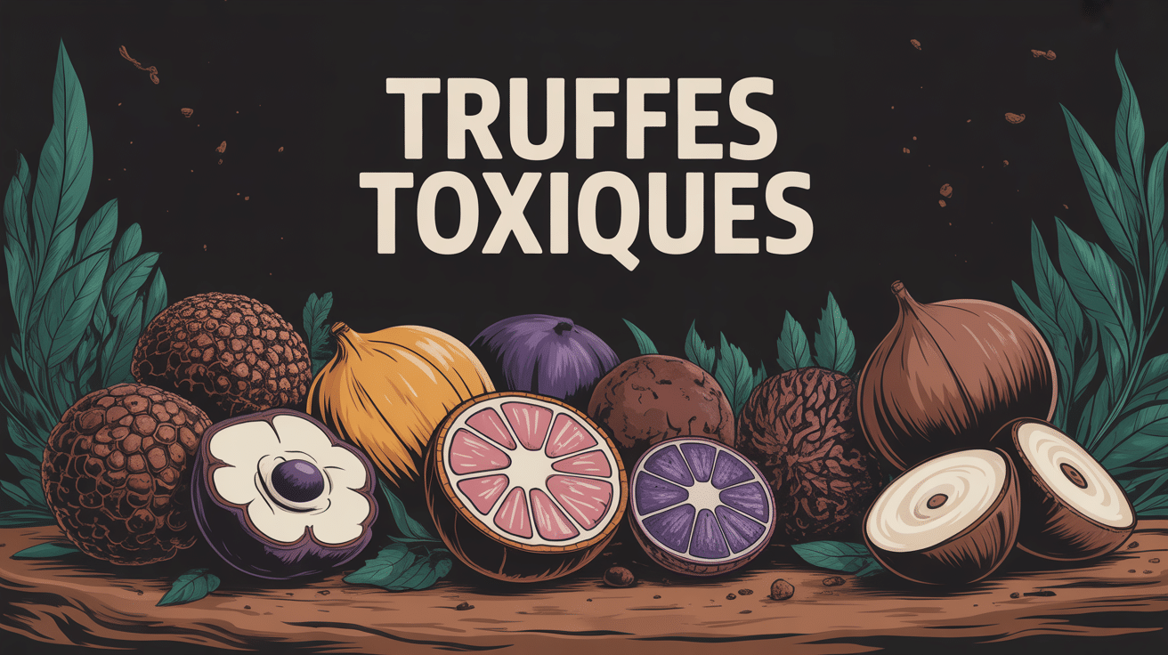 Illustration truffes toxiques et comestibles côte à côte