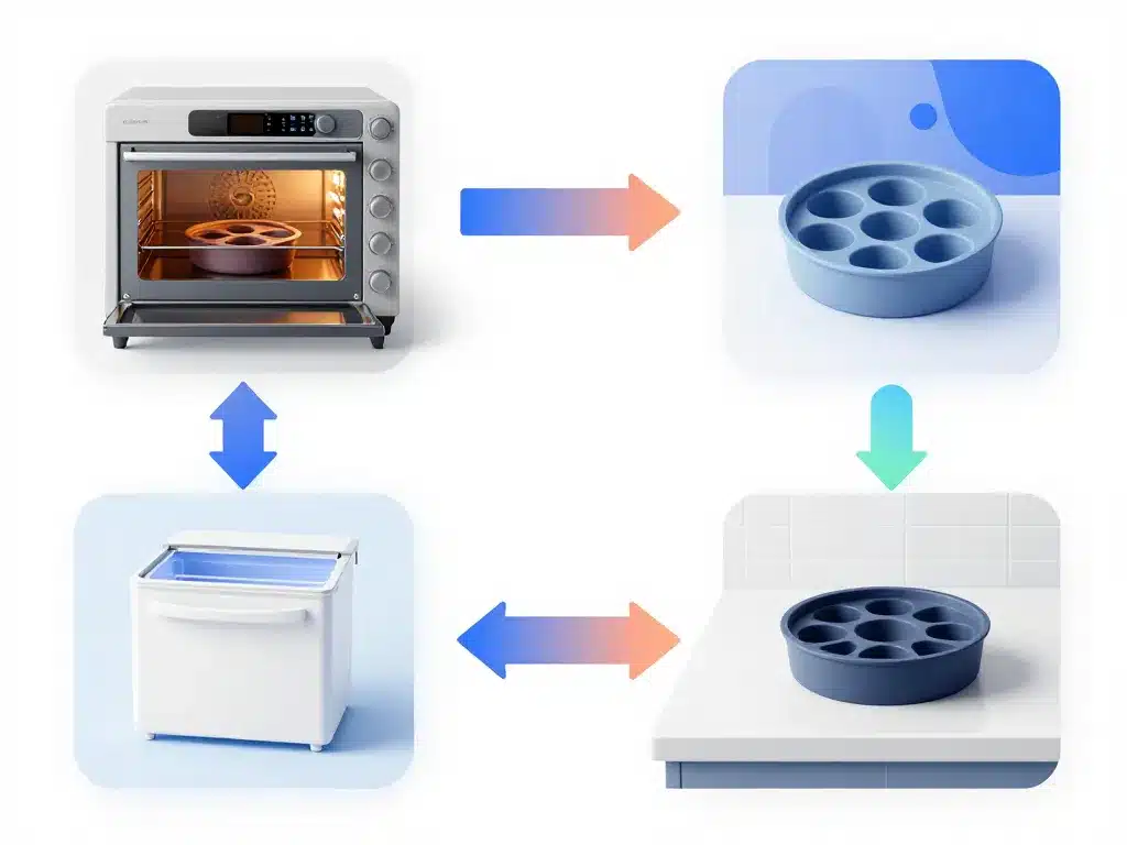 moule silicone rond au four et au congélateur diagramme